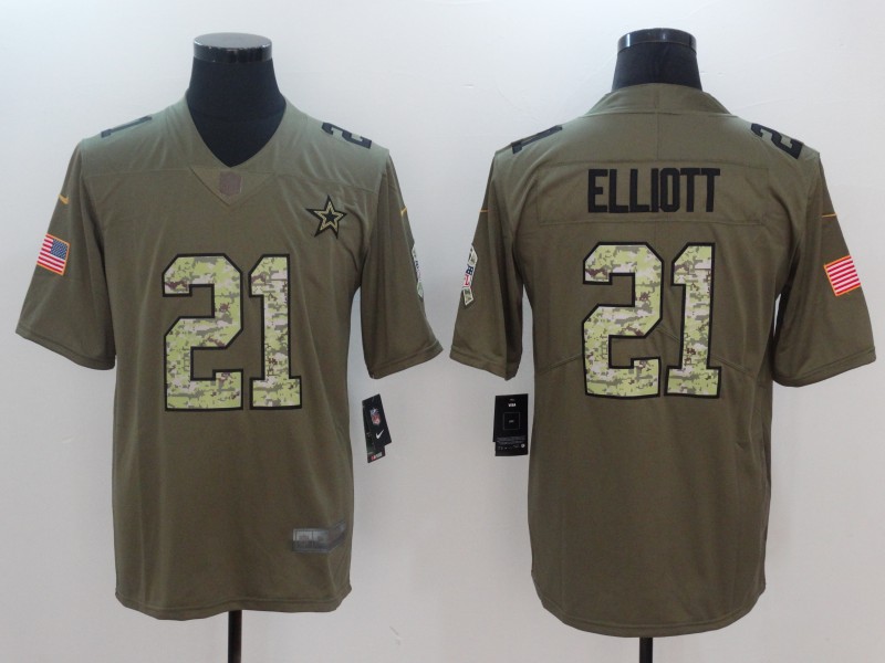 Men Dallas Cowboys #21 Elliott Camo Nike Olive Salute To Service Limited NFL Jerseys->philadelphia eagles->NFL Jersey